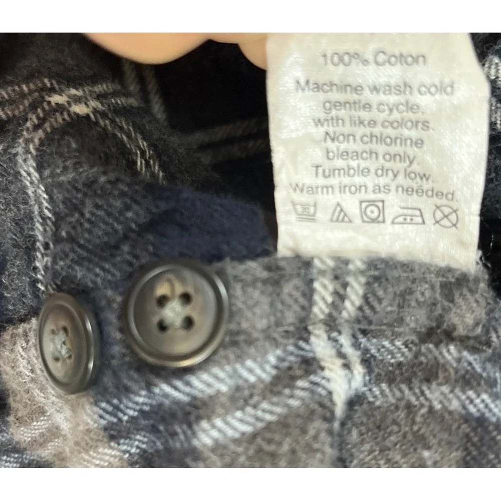 J. Crew Men Flannel Plaid Shirt 100% Cotton Button Down Gray Brown Slim Fit Sz L